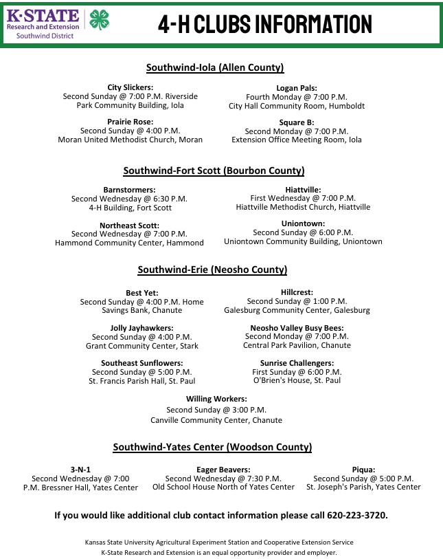 4-H Club Information